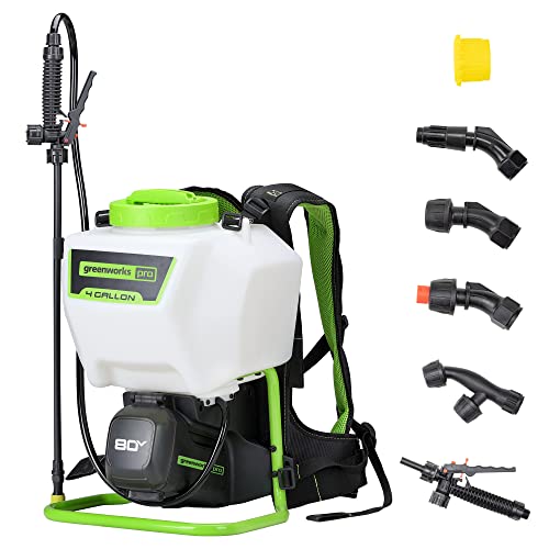 Greenworks 80V 4 Gallon Battery Powered Backpack Sprayer with 5 Tips, 70PSI Pressure-Weed Killer, Pest Control, Sanitizing & Garden Spraying, Cordless High-Pressure Sprayer Commercial Use, Tool Only - size: Greenworks 80V Sprayer Tool Only